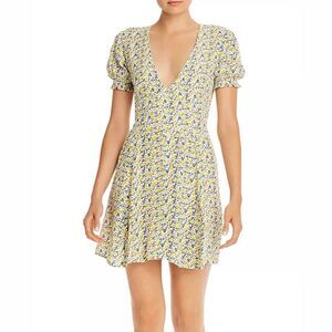 Faithfull the Brand - “Rafhaela” Floral-Print Mini Dress - Size S, Yellow Floral